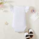 LYSMuch Baby Girls Ruffle Sleeves Bodysuit Infant Solid Color Top Jumpsuit (White)