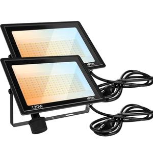 Gopretty 120W LED FloodLights Outdoor 2 Pack, 14000LM Dimmable, 3CCT 3000K 4500K 6000K Selectable, IP66 Waterproof, Outdoor Security Flood Light for Yard, Garden, Garage