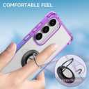 DAUPIN for Galaxy S25 Case Clear with 360 Rotation Metal Ring Holder Stand, Support Magnetic Car Phone Mount Soft TPU Bumper PC Hard Protective Phone Case for Samsung S25 5G (Purple Blue)