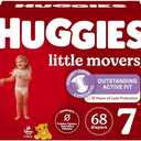 Huggies Size 7 Diapers, Little Movers Baby Diapers, Size 7 (41+ lbs), 68 Count, Packaging May Vary