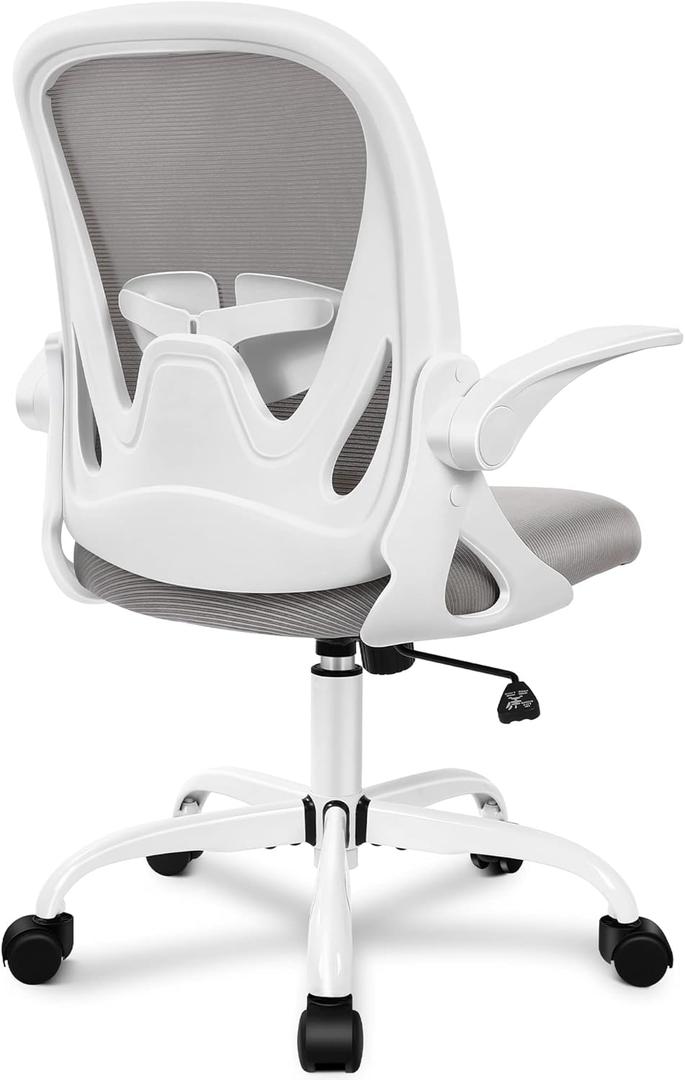 Primy Office Chair Ergonomic Desk Chair with Adjustable Lumbar Support and Height, Swivel Breathable Desk Mesh Computer Chair with Flip up Armrests for Conference RoomGray (Grey)