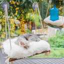 Cat Hammock with IndustrialGrade Suction Cups  Solid Pine Wood Seat, Soft Cushion  42 lb Capacity