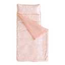 Wake In Cloud - Toddler Nap Mat with Pillow and Minky Fleece Blanket, for Kids Boys Girls in Daycare Preschool Kindergarten, Roll Up Sleeping Bag, Botanical Light Pink, Standard Size