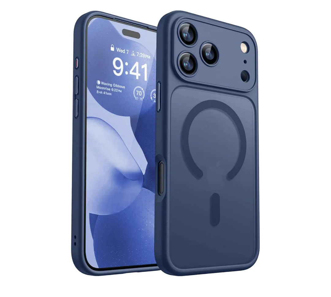 CANSHN Magnetic Compatible with iPhone 17 Pro Case, Upgraded [Full Camera Protection] [Compatible with Magsafe] [Translucent Matte] Shockproof Protective Phone Cover 6.3 Inch - Deep Blue