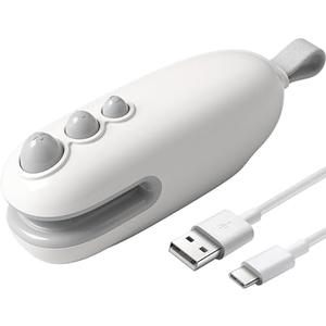 MORNIIE Mini Bag Sealer with Cutter, Rechargeable, Handheld Heat Sealer Machine with Magnetic, Portable Bag Sealer Heat Seal for Keep Food Fresh and Snacks Crispy. White Pack of 2