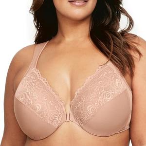 Glamorise Full Figure Plus Size Wonderwire Front-Closure Bra Underwire #1245, Size 48DD