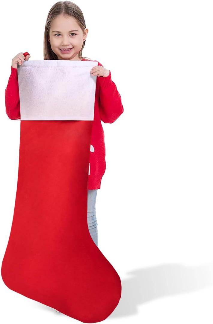 JOYIN 38" Jumbo Christmas Stocking, Personalized Extra Large Xmas Stockings, Felt Giant Soft Red Christmas Decor for Kids Adults Family Xmas Party Decorations Gifts