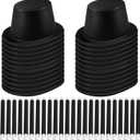 48 Pieces Plastic Wands Hats Magician Hats Costume Hat Plastic Victorian Hat for Adults Dress up Party Birthday Happy New Year Party Supplies Black