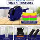 Perco Lite 1 Line Price Gun Kit - Includes 2 Rolls Each of Yellow, Fluorescent Green & Fluorescent Pink Labels, 1 Roll of White Labels (Preloaded), 1 Scraper, 2 Ink Rollers (1 Preloaded) & 1 Gun Clip