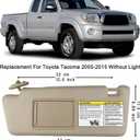 Pair Sun Visor with Clips Compatible with 2005-2015 Toyota Tacoma, Driver & Passenger Side Sunvisor (Beige Color) Slide Extension & Mirror, Non-Illuminated, Replaces 74320-04181-B1 74310-35C00-B0