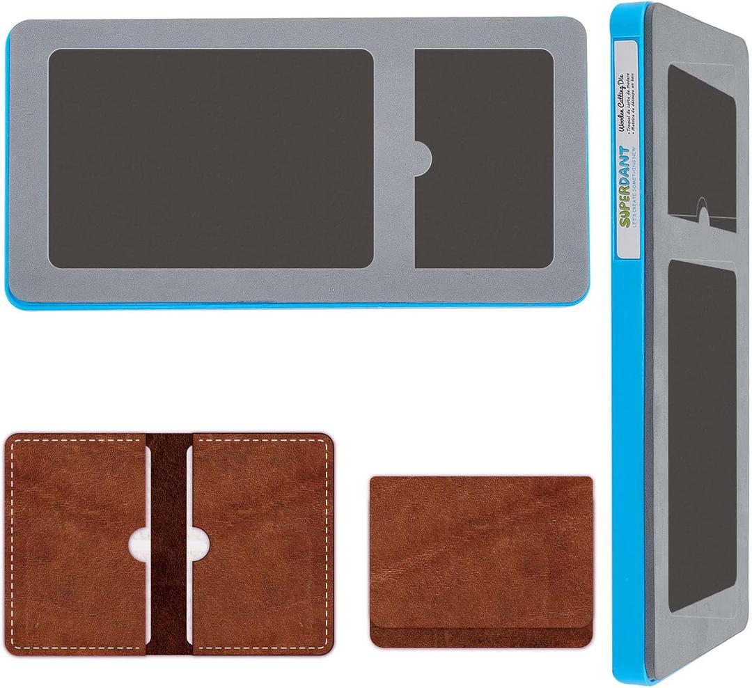 SUPERDANT Card Holder Leather Cutting Die Bifold Wallet Embossing Wooden Cutting Die Fabric Giftcard Holder Mold Cuts for DIY Leather Craft Card Making Scrapbooking Handmade Gift (Bifold 2 Slots)