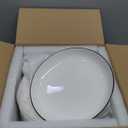 Ceramics Pasta Bowls, 6 Pack 8 inches 20 Oz Large Salad Serving Bowls, Shallow Salad Bowls,ceramics Deep Plates,Microwave Dishwasher Safe,White (vertical stripe)