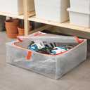 Under Bed Storage Case, Foldable Organizer Box, White with Orange Zipper, 21.75 x 19.25 x 7.5 Inches, for Clothes, Bedding and Seasonal Storage