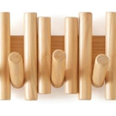 Wooden Wall mounted wood coat rack | 15 inches long , 6.5" high, with 5 Flip-Down Hooks | Modern Natural Pine Wood Finish | Decorative Hanging Storage Wall Hooks for Entryway or Bedroom