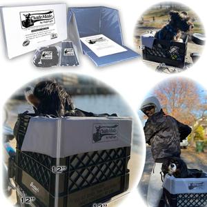 DIY Conversion/Bike Dog Carrier Package (Crate NOT Included) Padded Liner is 2 Sizes in One + 4 Point Safety Harness & Heavy Duty Fasteners Holds Pets 20lb+ for Safe Pet Bicycle Travel (Light Grey)