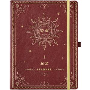 2026-2027 Planner - Academic Planner 2026-2027, 9" x 11", Jul. 2026 - Jun. 2027, Weekly and Monthly Planner 26-27, Leather Cover with Thick Paper, Back Pocket - The Sun (Reddish Brown Sun)