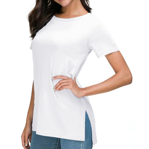 Herou Summer Women Casual Short Sleeve Tops T-Shirts Tees with Side Split S