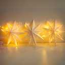 JINKEYULV Paper Star Lantern 3PCS Christmas Paper Stars Lantern 13.78 inch 9 Points Paper Star Lantern Hanging 3D Christmas Paper Star Hanging Star Foldable for Wedding Xmas White decoración navideña