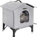 Rest-Eazzzy Cat House for Indoor and Outdoor Cats in Winter, Waterproof, Fully Insulated Shelter for Stray and Feral Cats, Great for Cat Houses for Outdoor and Cat Beds for Indoor Cats(Grey, Small)