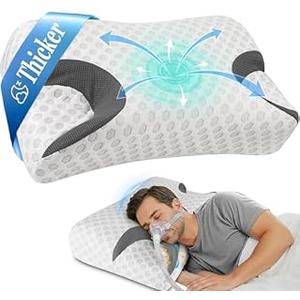 IKSTAR CPAP Pillow for Side Sleeper, Sleep Apnea Pillow for Sleeping, CPAP Nasal Pillows Suit for All CPAP Masks User, Cervical Memory Foam Neck Support Pillow Relief Neck Pain for Side Back Sleepers, White Large