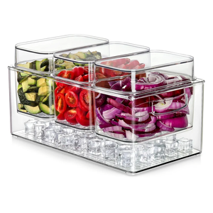 Hudgan Large Taco Bar Serving Set for Party with 3 Containers(50 Oz), Mimosa Bar Accessories with Separate Lids, Chilled Condiment Caddy Organizer for Salad, Fruit, Party Garnish Hudgan Large Taco Bar Serving Set for Party with 3 Containers(50 Oz), Mimosa Bar Accessories with Separate Lids, Chilled Condiment Caddy Organizer for Salad, Fruit, Party Garnish