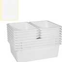 Zonon Set of 12 Plastic Cubby Bins Office Storage Container Storage Bins Plastic Organization with Pack of 1 Self Adhesive Label for Library Office Home Nursery(White)