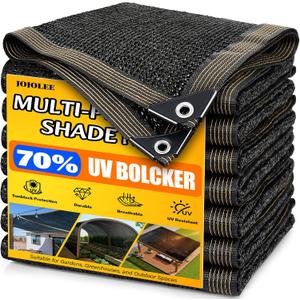 JOJOLEE 70% Sun Shade Cloth, 10x20FT Shade Net Mesh Tarp with Grommets, Black Sunblock Cover for Outdoor Patio Plants, Pergola, Greenhouse, Chicken Coop, Backyard, Balcony
