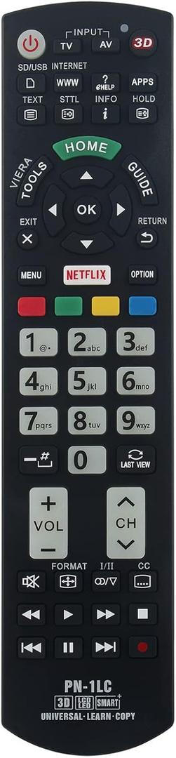 PERFASCIN PN-1LC Replacement Infrared Universal Remote Control for Panasonic PN-15-EL LCD 3D 4K LED TV N2QAYB000322 N2QAYB000323 N2QAYB000485 N2QAYB000486 N2QAYB000570 N2QAYB000779