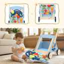 Wiqins Wooden Baby Push Walker, 10-in-1 Baby Walker Toys with Wheels for Toddlers 18 Months, Detachable Montessori Activity Board Toy & Storage for 1 Year Old Boys Girls Learning to Walk
