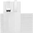 White Napkins Hand Towels Disposable, Linen Feel Dinner Napkins with Prefolded Built-in Flatware Pocket, Guest Paper Hand Towels For Wedding, Dinner Or Party (16x16in, 50Pack