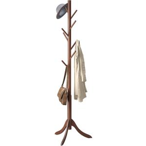 Coat Rack Freestanding, Coat Stands Entryway, Bamboo Coat Rack Hat Hanger 8 Hook for Jacket, Purse, Scarf Rack, Umbrella Tree Stand (Brown)