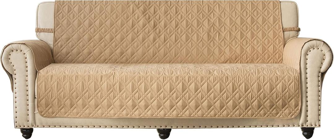 Ameritex Couch Sofa Slipcover 100% Waterproof Nonslip Quilted Furniture Protector Slipcover for Dogs, Children, Pets Sofa Slipcover Machine Washable (Sand, 78")