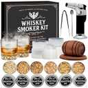Whiskey Bourbon Cocktail Smoker Infuser Kit with Torch - 6 Flavors Wood Chips for Old Fashioned Drinks, Unique Anniversary Christmas Housewarming Gifts for Men,Dad,Father,Husband,Birthday (No Butane)