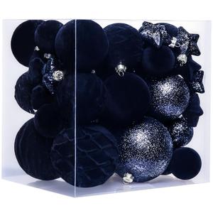 38 Pcs Black Velvet Christmas Ball Ornaments, Christmas Tree Decorations with Paper Ornaments, Shatterproof Hanging Xmas Décor Set for Office Home Holiday in 3 Sizes(Small Medium Large)