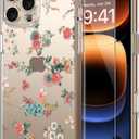 ICEDIO for iPhone 16 Pro Max Case with Screen Protector-Clear with Fashionable Trendy Patterns-Designed for Girls and Women-Slim Fit Cover-Protective Phone Case 6.9" Small Pink Flowers