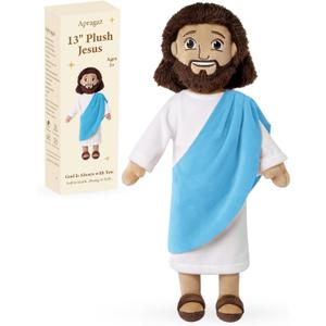 Apragaz 13" Jesus Plush Doll, Jesus Plushies for Kids, Soft & Comfort Christian Toy, Christian Faith Plushie Faith-Based Gift for Boys Girls, Sunday School, Bible Learning, Easter & Christmas(Blue)