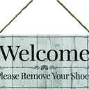 Meijiafei Welcome Please Remove Your Shoes- Shoes Off Sign - No Shoes Sign - Remove Shoes Sign - Please Remove Your Shoes Sign 5" x 10"
