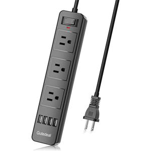 2 Prong Power Strip, Surge Protector 2 Prong with 3AC Outlets and 4 USB Charging Ports, 6.6ft 2 Prong to 3 Prong Extension Cord for Home Office