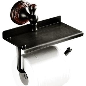 Oil Rubble Bronze Brass Bath Toilet Paper Holder with Phone Shelf, Wall Mounted Black Bathroom Hardware Accessories, Pattern Carving Design