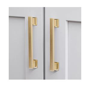 20 Pack Square Brushed Gold Cabinet Pulls, 8 Inch Hole Centers Gold Cabinet Handles Hardware for Kitchen Cupboard Closet Bathroom Dresser Drawer, Solid Zinc Alloy