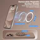 Magnetic for iPhone 14 Pro Max Case, Compatible with MagSafe, [Full Camera Protection][2 Screen Protectors], Suction Cup Phone Mount Silicone Shockproof Protective Phone Case 6.7", Light Brown