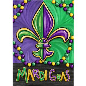 VIHOSE Mardi Gras Garden Flag 12 x 18 Inch Double Sided Mardi Gras Decorations Solar Powerd Garden Flag 8 Modes LED Purple Gold Green Carnival Celebration Yard Decoration