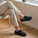 ATHMILE Slippers for Men Memory Foam Indoor Outdoor Moccasin House Shoes Slip-on Comfy Knit Slippers for Bedroom Home (11-12, Black)