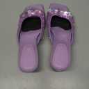 SOVANYOU Sequin Kitten Heels for Women Square Toe Heeled Mules Floral Open Toe Heeled Sandals for Casual Dress (8.5, Purple)