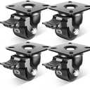 Nefish 2-Inch Heavy Duty Casters Set of 4, Industrial Grade Castors Wheels 2200 LBS, Low Gravity Plate Swivel Caster with Brake, Durable & Corrosion-Resistant Nylon Wheels for Industrial, Equipment