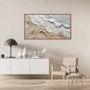 CHDITB Coastal Ocean Wave Canvas Wall Art,3D Textured Sculptural Wall Decor