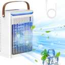 Portable Cooling Fan, 680ML Evaporative Cooling Fan with 5 Speed, 2 humidification, 2-6H Timer & 7 Colors Light, 3 IN 1 Freeze Fan for Bedroom, Office and Camping