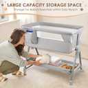 BIERUM Baby Bassinet for Baby - 7 Height Adjustable Bedside Bassinet with Lockable Wheels, Easy to Assemble Portable Bedside Crib with Large Storage Bag & Mattress for Newborn/Infant | Easy to Assemble, Portable Bedside Crib with Large Storage Bag & Side Pocket, Best for for Newborn/Infant 0-6 Months, 36.6*22*32.2inch