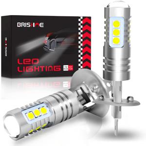 H1 LED Fog Light Bulbs 6000K Xenon White, Extremely Bright 3030 Chips H1 LED Bulbs with Projector for Car Fog Lights, Daytime Running Lights DRL (Pack of 2)