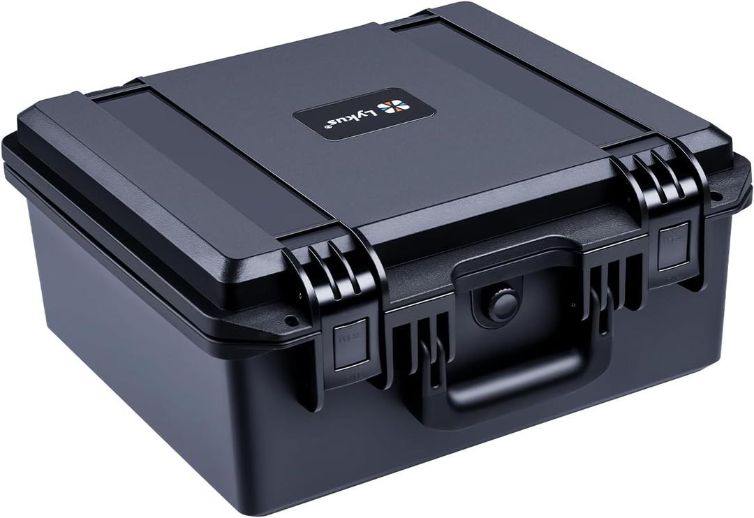 Lykus HC-3520 Waterproof Hard Case with Customizable Foam Insert, Interior Size 13.78x11.81x6.5 inch, Suitable for camera, lens, drone, mic, flashlight, projector, electronics, tools, and more